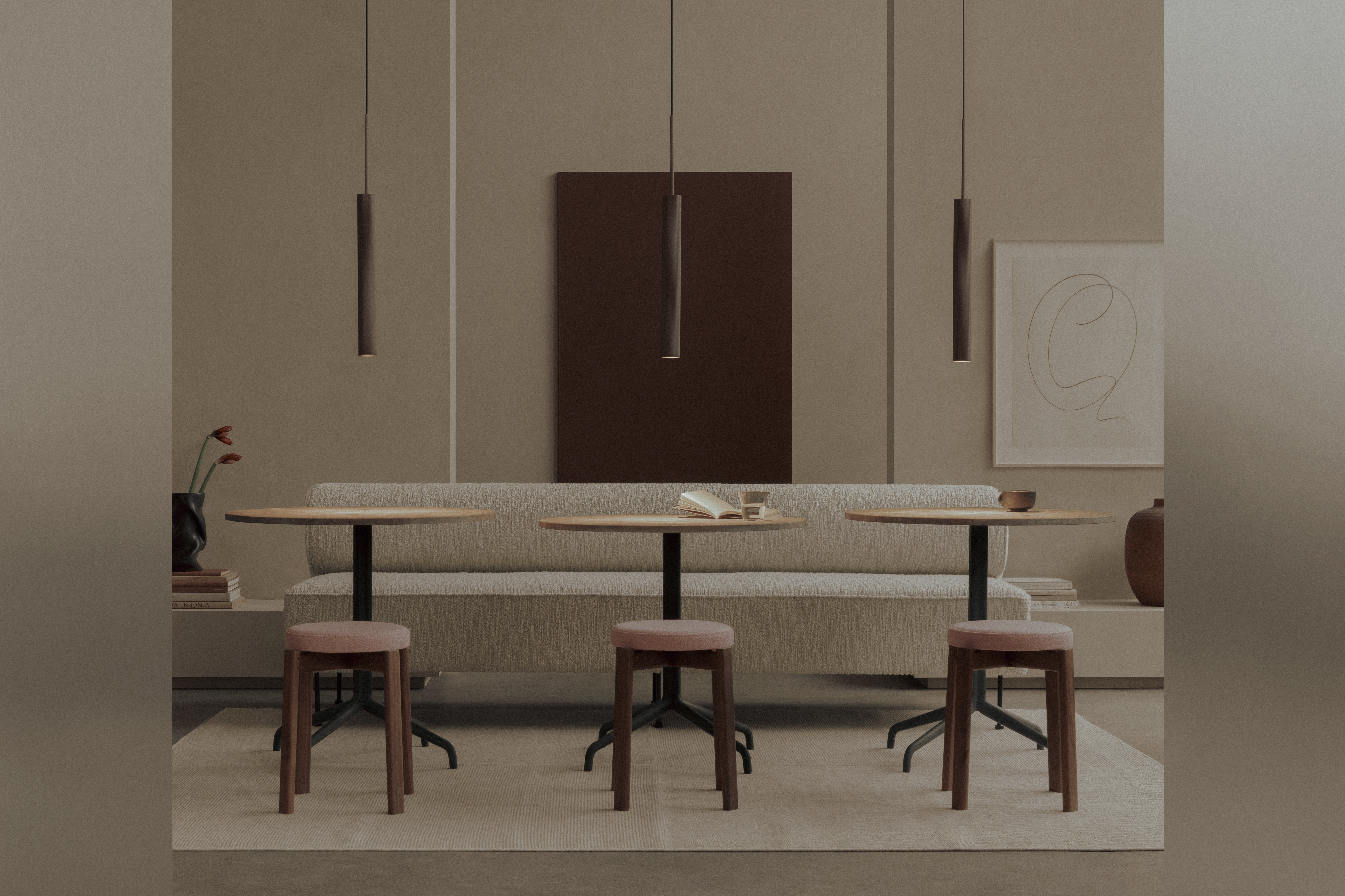 audo-eave-dining-banquette-harbour-column-dining-table-tubulaire-pendant-large-passage-stool-35